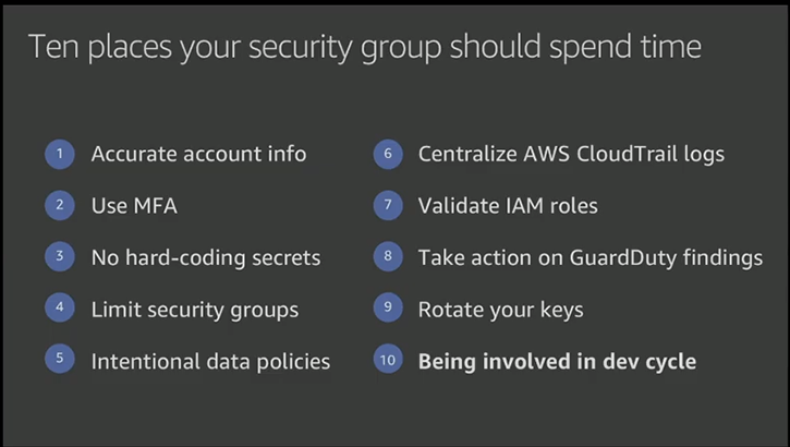 Top 10 security items to improve in your AWS account