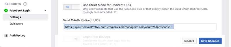 Selecting and migrating a Facebook API version for Amazon Cognito