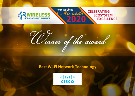 Cisco RF ASIC named “Best Enterprise Wi-Fi System Technology” by the Wi-fi Broadband Alliance