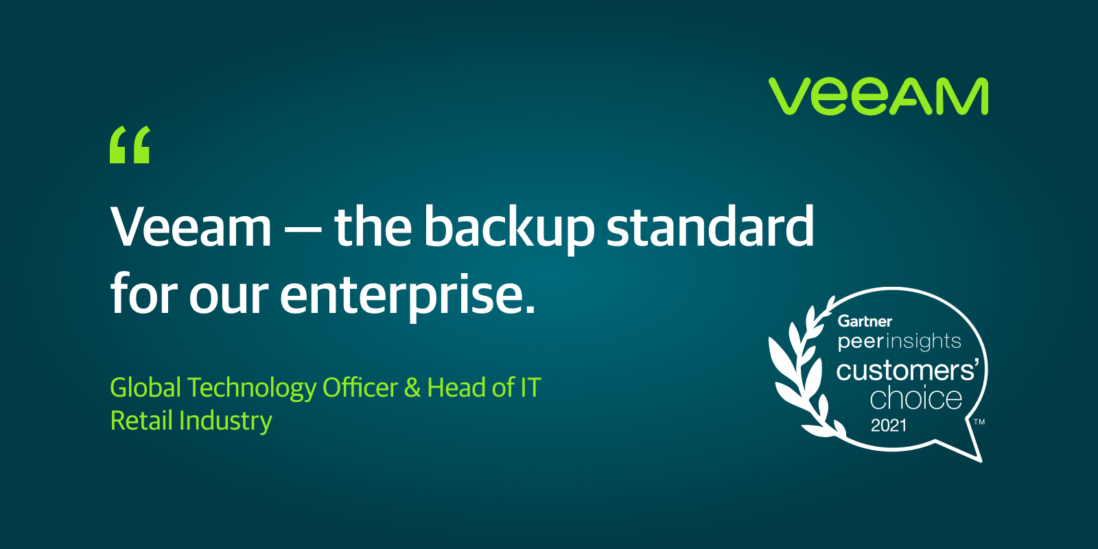 Veeam Recognized as the 2021 Gartner Peer Insights Customers’ Choice within the info Center Backup and Recuperation Solutions market