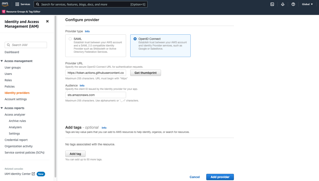 Associate GitHub Actions to AWS activities using IAM roles