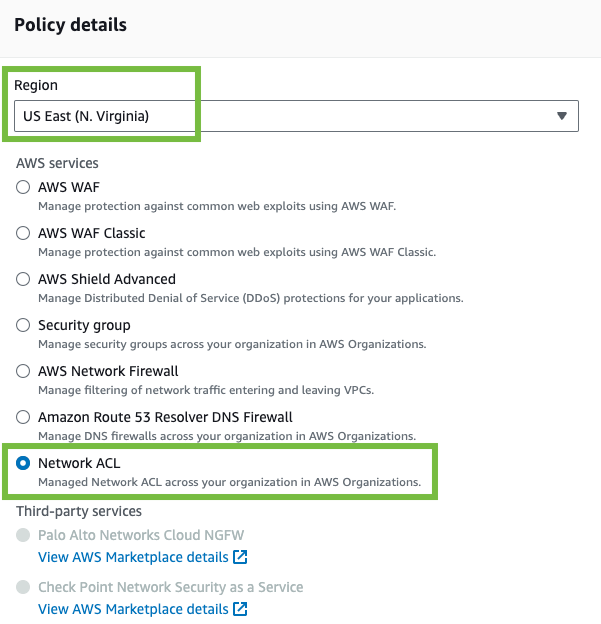 Centrally manage VPC network ACL rules to block unwanted traffic using AWS Firewall Manager